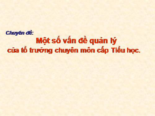 Một số vấn đề quản lý TotruongTieuhoc