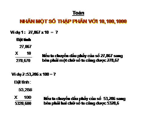 Nhân một số thập phân với 10, 100, 1000,…