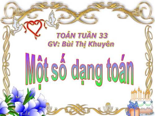 Một số dạng bài toán đã học