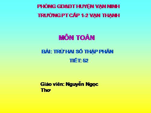 Trừ hai số thập phân