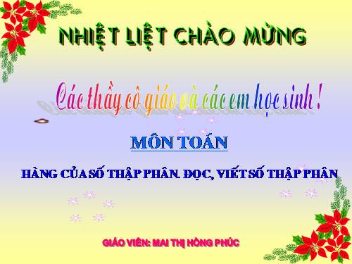 Hàng của số thập phân. Đọc, viết số thập phân