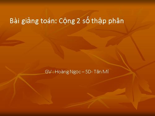 Cộng hai số thập phân