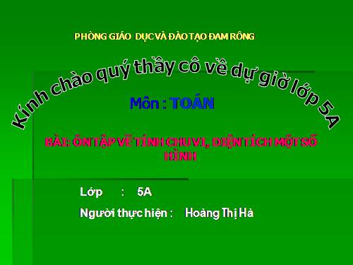 Ôn tập về tính chu vi, diện tích một số hình