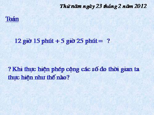 Trừ số đo thời gian