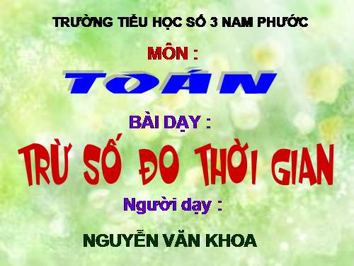 Trừ số đo thời gian