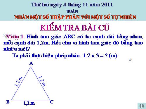 Nhân một số thập phân với một số tự nhiên