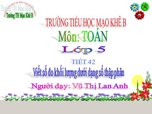 Viết các số đo khối lượng dưới dạng số thập phân