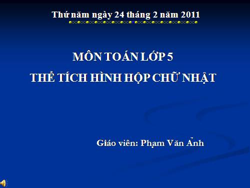 Thể tích hình hộp chữ nhật