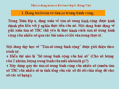 Một số dạng bài toán đã học