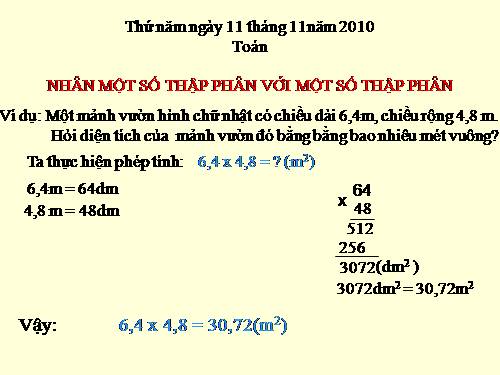 Nhân một số thập phân với một số thập phân