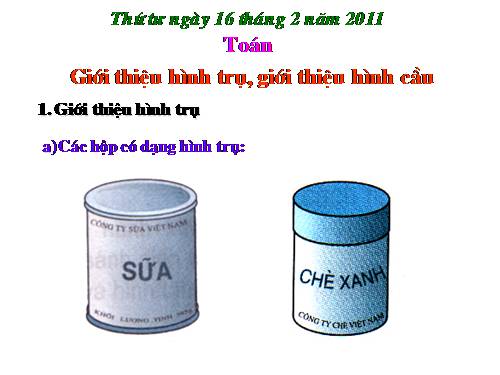 Giới thiệu hình trụ. Giới thiệu hình cầu