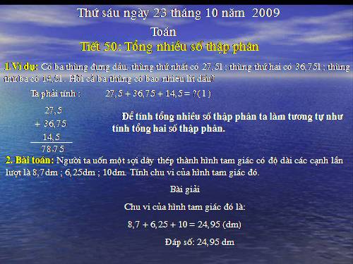 Tổng nhiều số thập phân