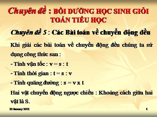 Chuyên đề bồi dưỡng HSG Toán chuyển động đều