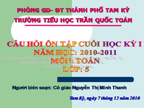 Các Bài giảng khác thuộc Chương trình Toán 5