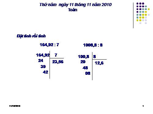 Chia một số thập phân cho 10, 100, 1000,...