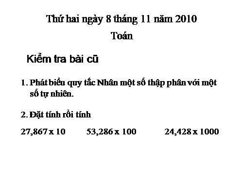 Nhân một số thập phân với 10, 100, 1000,…