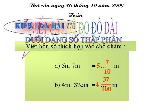 Viết các số đo độ dài dưới dạng số thập phân