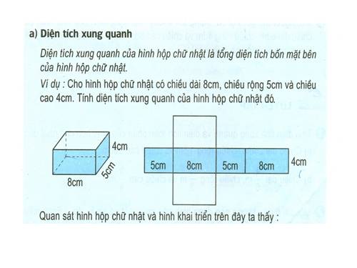 Diện tích xung quanh và diện tích toàn phần của hình hộp chữ nhật