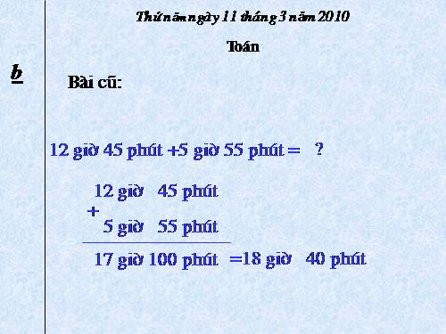 Trừ số đo thời gian