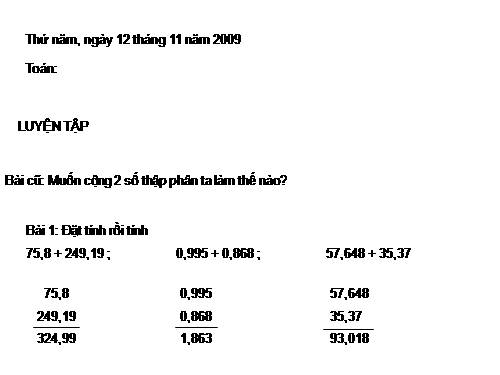 BÀI GIẢNG TOÁN LUYỆN TẬP TR137