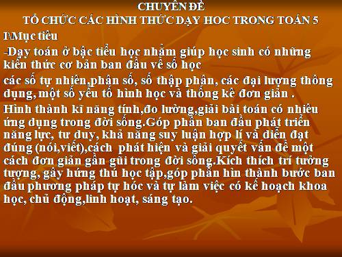 chuyen de to chuc hinh thuc day hoc toan 5