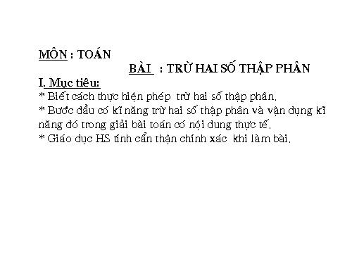 Trừ hai số thập phân