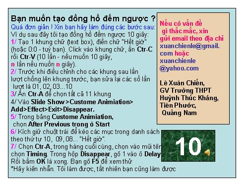 CÁCH LÀM ĐỒNG HỒ ĐẾM NGƯỢC TRONG POWER BOINT