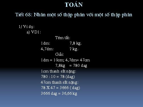 Nhân một số thập phân với một số thập phân