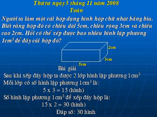 Thể tích hình hộp chữ nhật