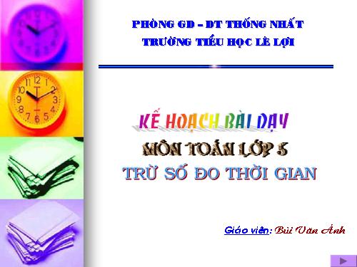 Trừ số đo thời gian