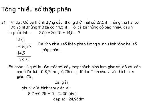 Tổng nhiều số thập phân