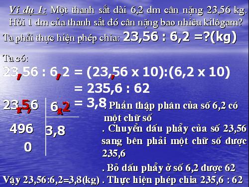 Chia một số thập phân cho một số thập phân