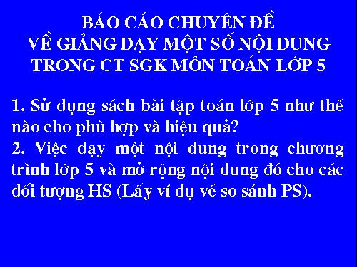 Chuyên đề giảng dạy nội dung toán 5