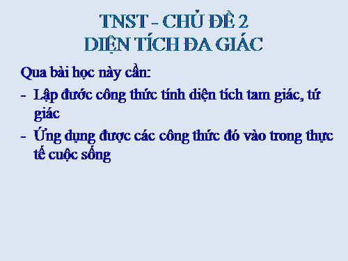 Hình học 8HOẠT ĐỘNG TNST CHỦ ĐỀ DT ĐA GIÁC