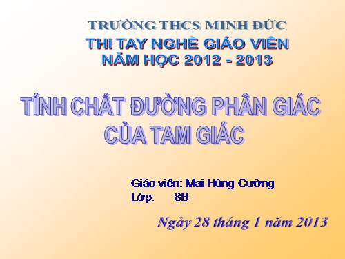 Chương III. §3. Tính chất đường phân giác của tam giác