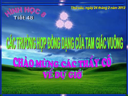 Chương III. §8. Các trường hợp đồng dạng của tam giác vuông