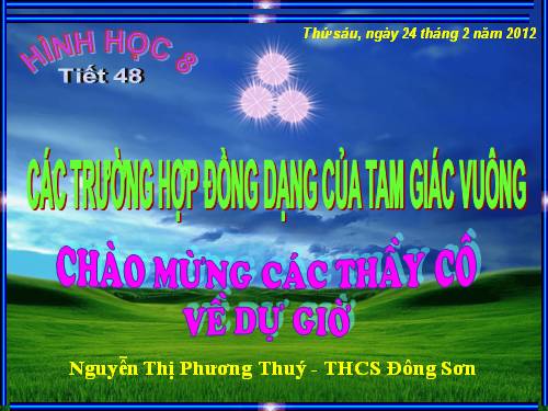 Chương III. §8. Các trường hợp đồng dạng của tam giác vuông