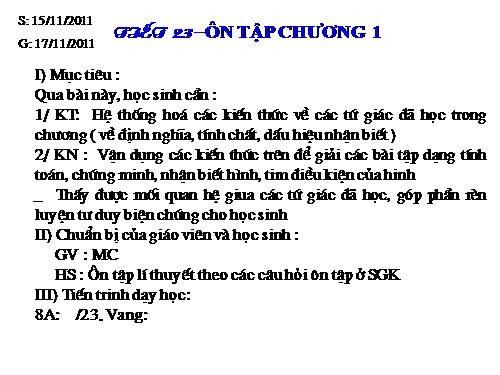 Ôn tập Chương I. Tứ giác