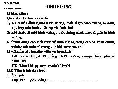 Chương I. §12. Hình vuông