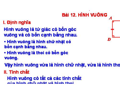 Chương I. §12. Hình vuông