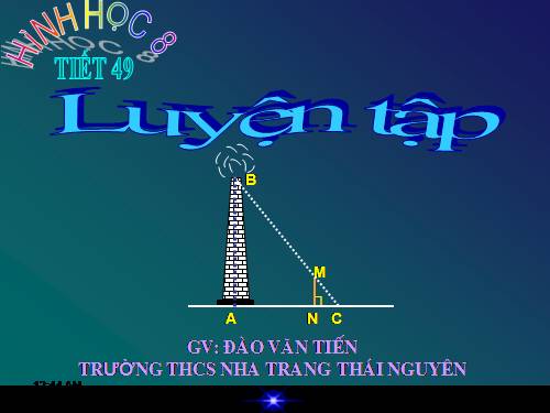 Chương III. §8. Các trường hợp đồng dạng của tam giác vuông