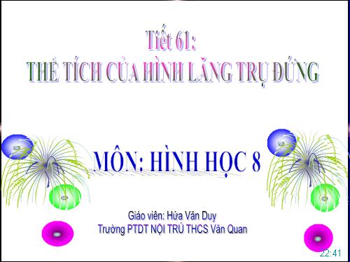 Chương IV. §6. Thể tích của hình lăng trụ đứng