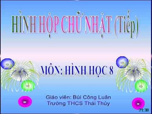 Chương IV. §2. Hình hộp chữ nhật (tiếp)