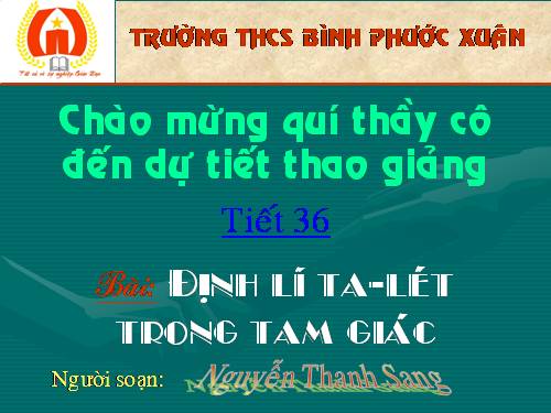 Chương III. §1. Định lí Ta-lét trong tam giác