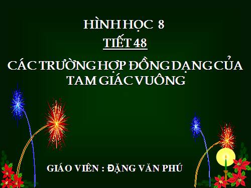 Chương III. §8. Các trường hợp đồng dạng của tam giác vuông