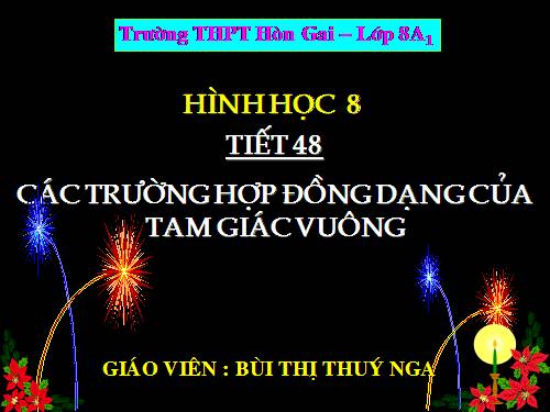 Chương III. §8. Các trường hợp đồng dạng của tam giác vuông