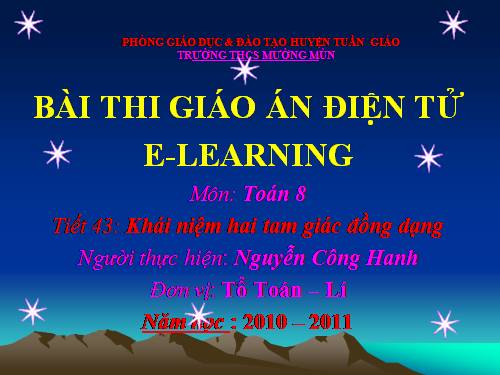 Chương III. §4. Khái niệm hai tam giác đồng dạng