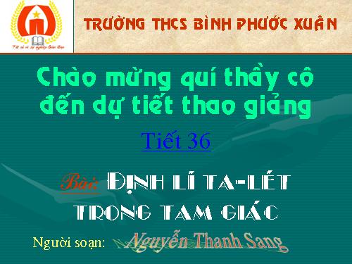 Chương III. §1. Định lí Ta-lét trong tam giác