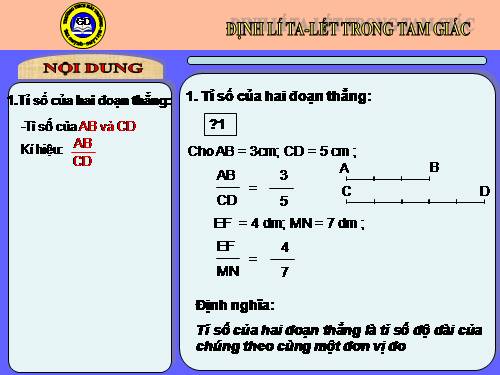 Chương III. §1. Định lí Ta-lét trong tam giác