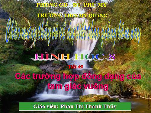 Chương III. §8. Các trường hợp đồng dạng của tam giác vuông